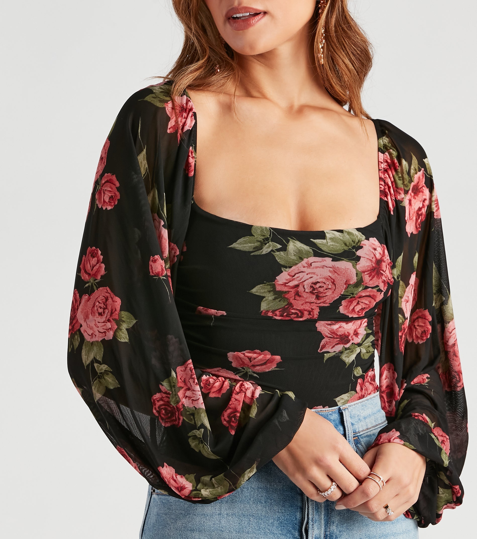 Budding Romance Floral Mesh Bodysuit