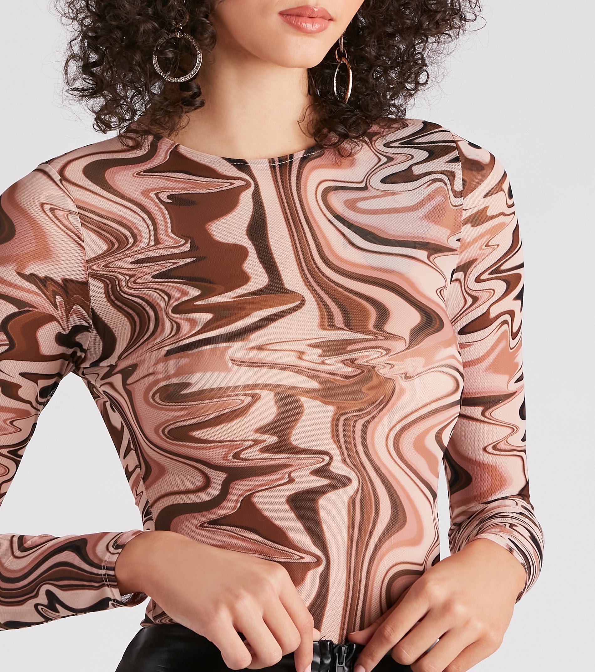 All About The 70s Mesh Print Bodysuit