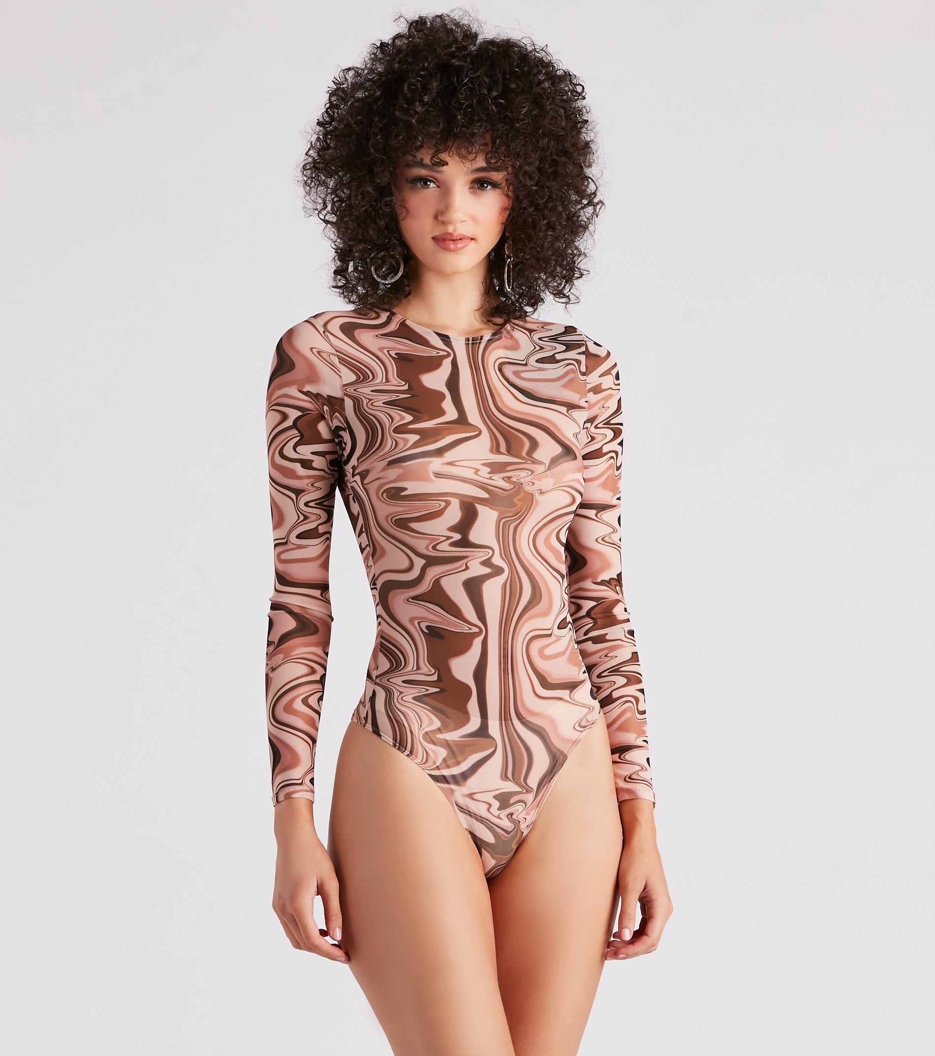 All About The 70s Mesh Print Bodysuit