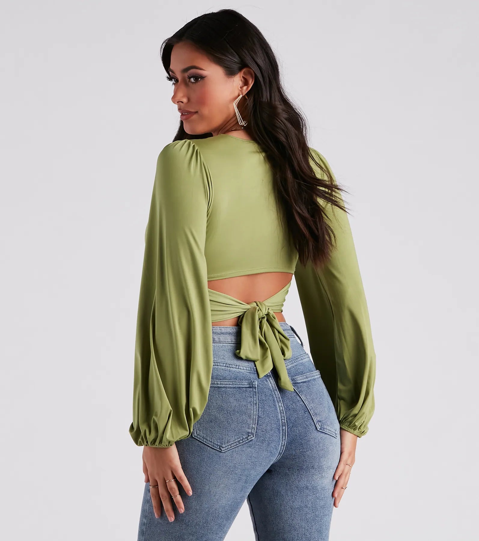 Blown Away Plunge Tie-Back Crop Top