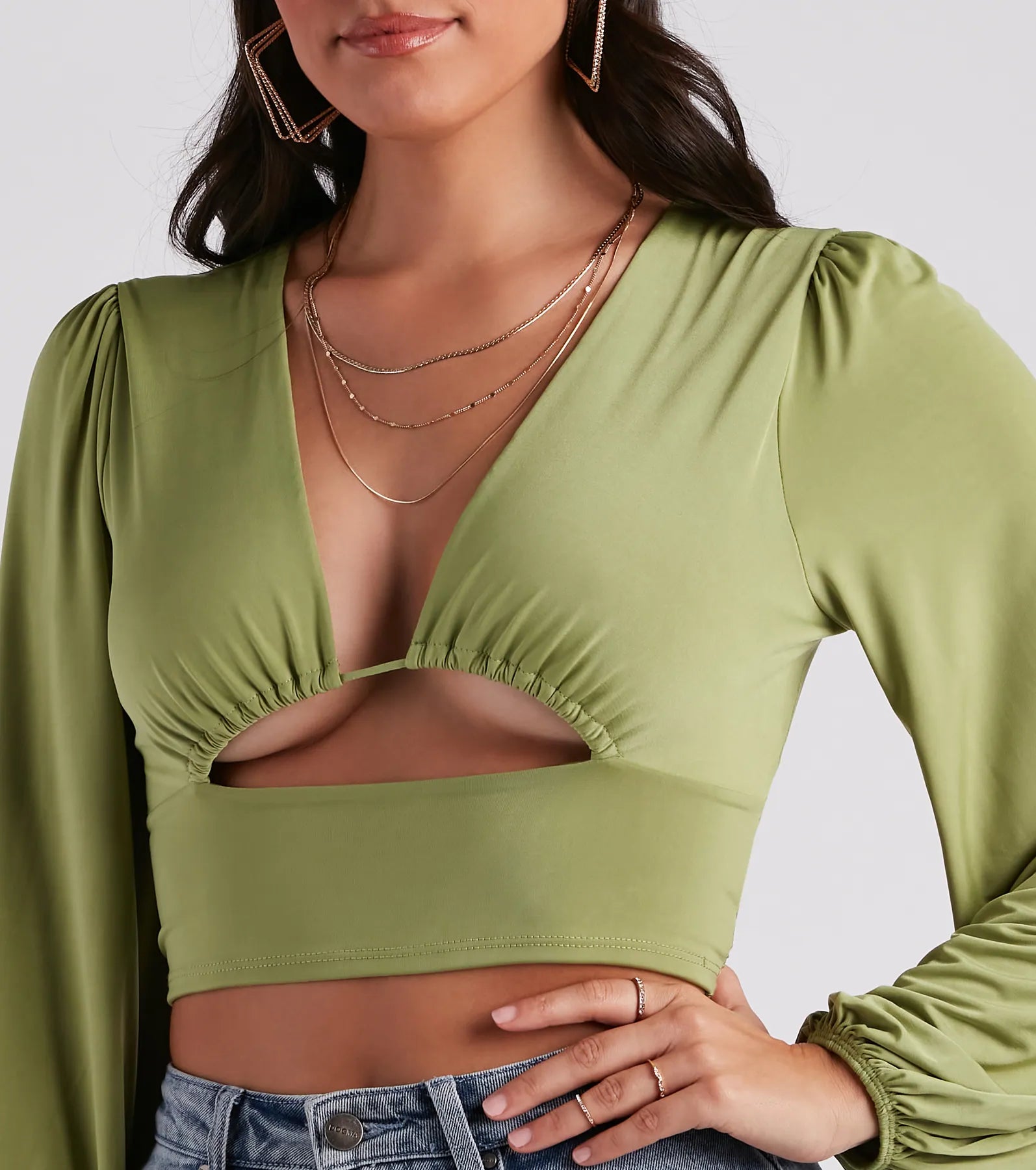 Blown Away Plunge Tie-Back Crop Top