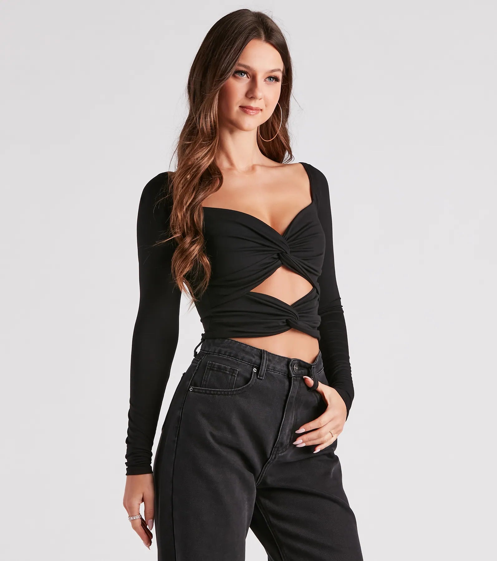 Wild Card Knit Cutout Crop Top