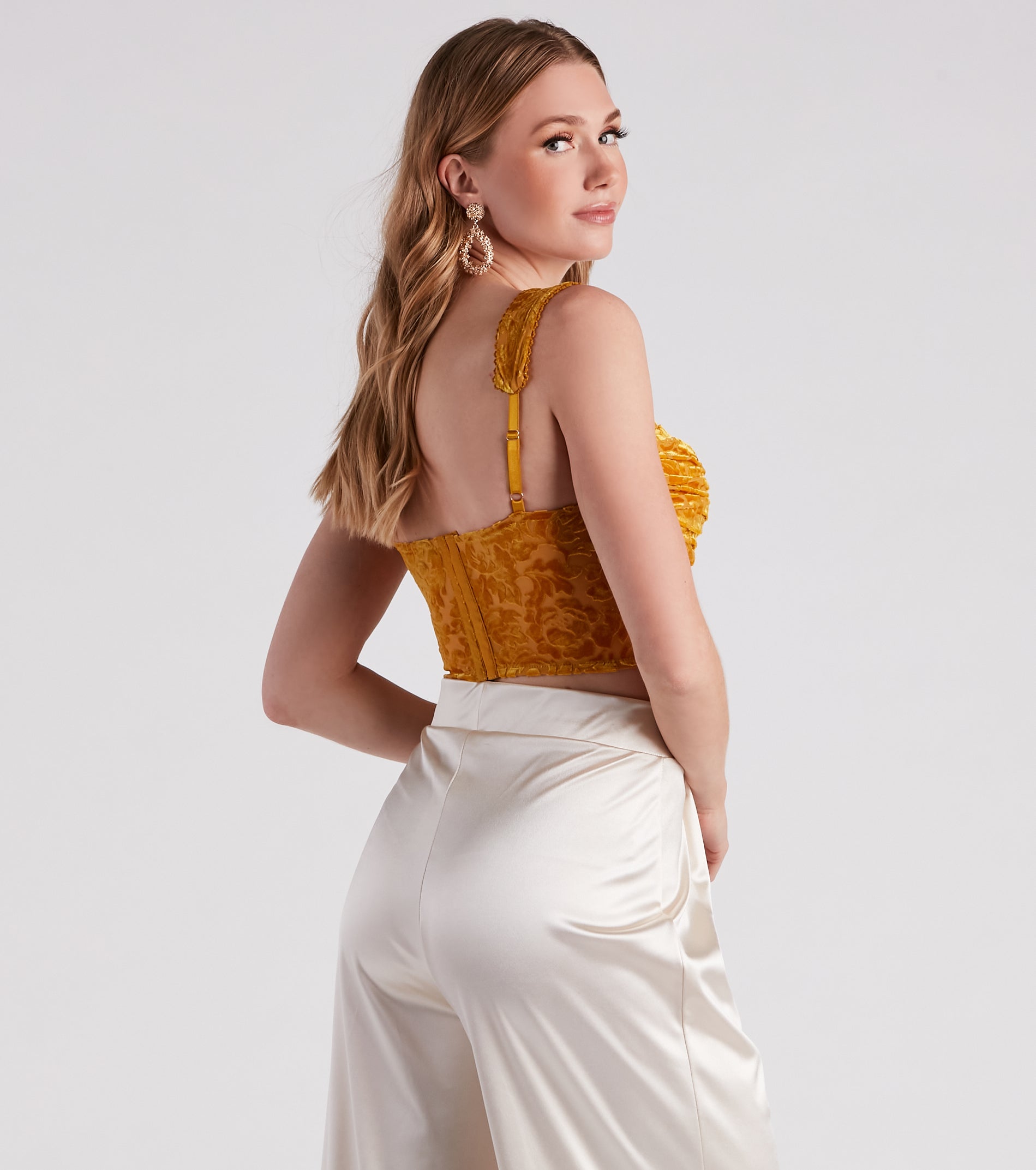 Luxe Trendsetter Velvet Burnout Corset Top