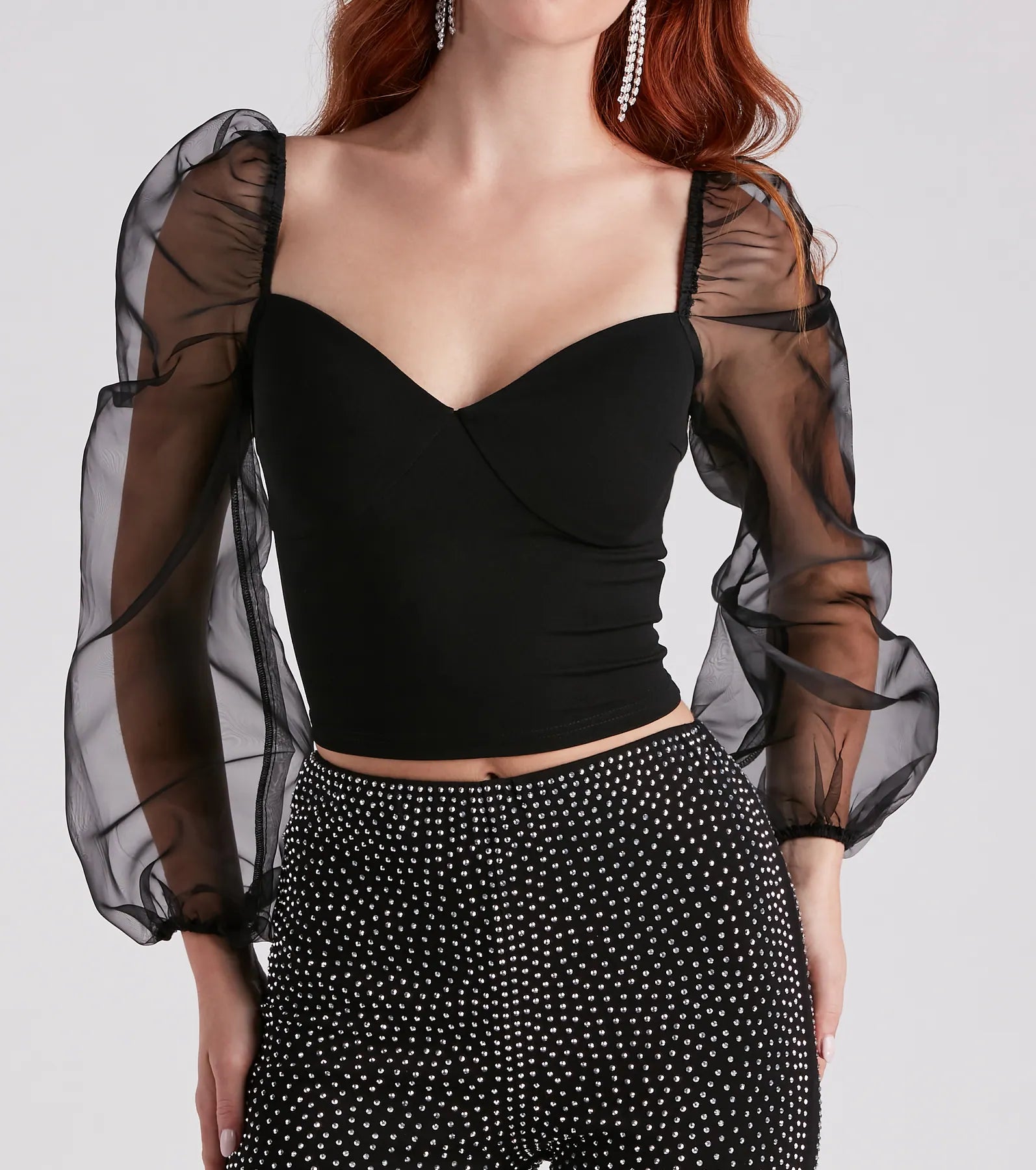 Whimsical Chic Sheer Sleeve Blouse