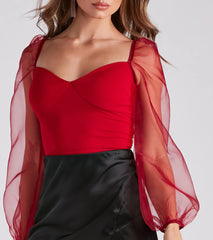 Whimsical Chic Sheer Sleeve Blouse