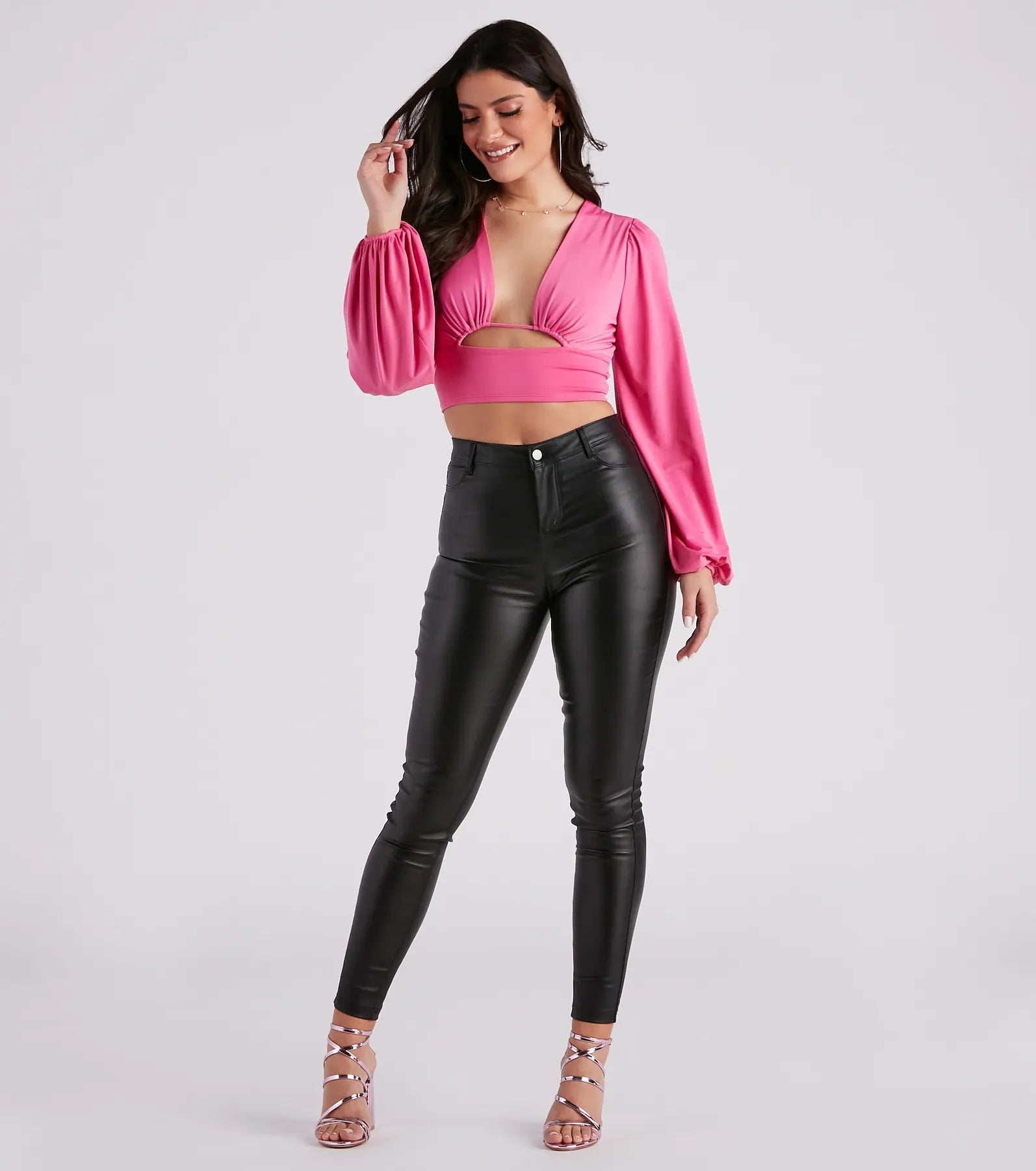 Blown Away Plunge Tie-Back Crop Top