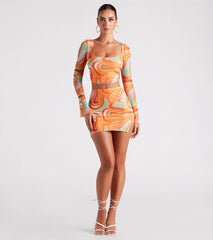 Funky Fresh Swirl Mesh Crop Top