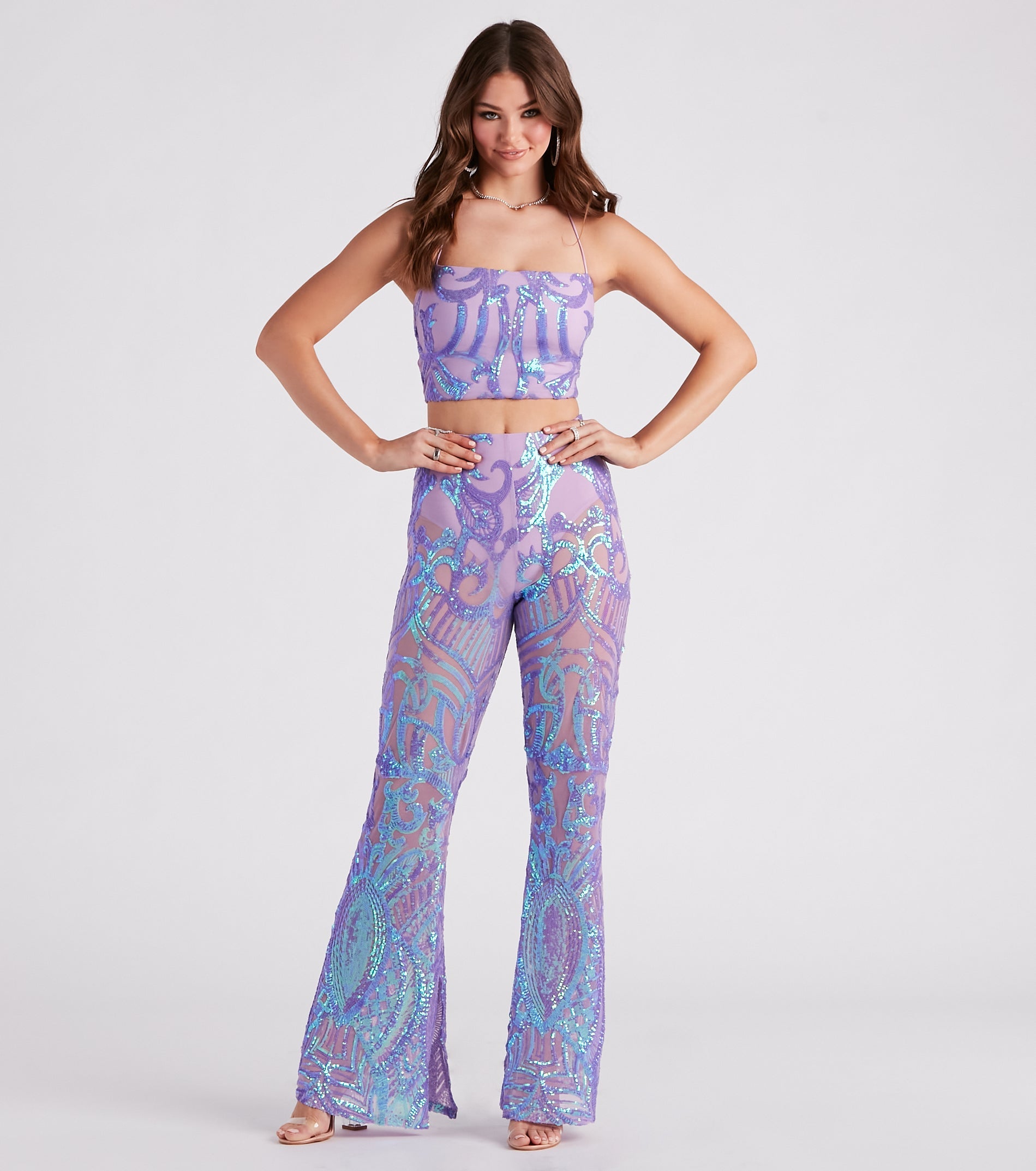 Glitzy Night Out Sequin Crop Top