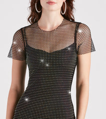 Fierce Summer Vibes Rhinestone Fishnet Mini Dress
