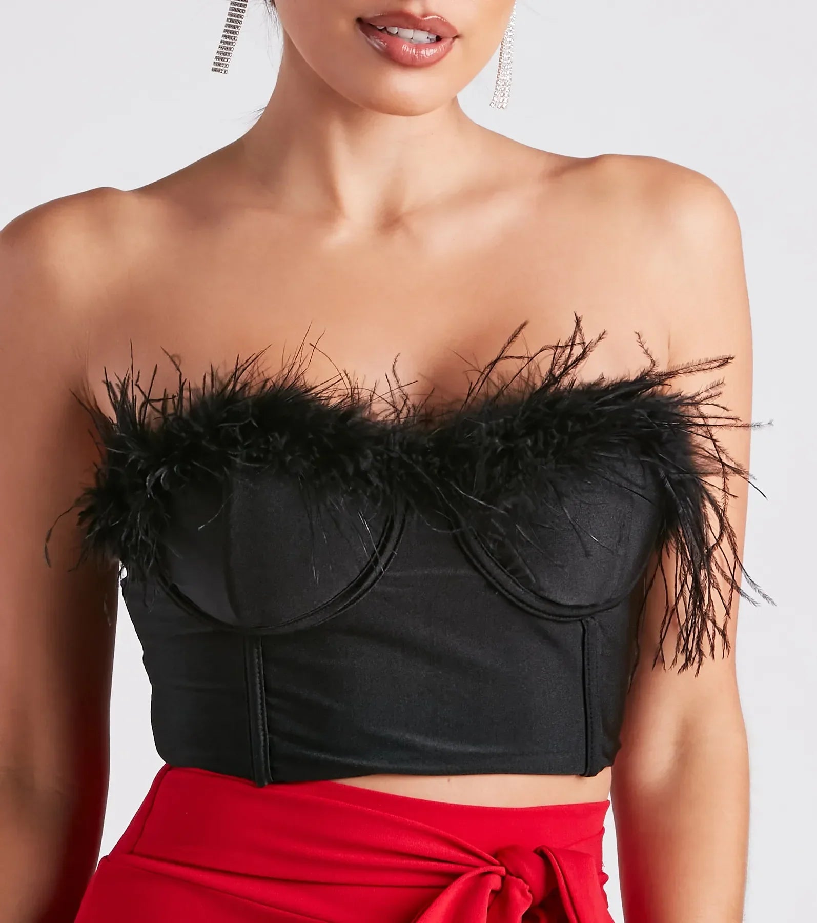 Marabou Cutie Strapless Corset Top