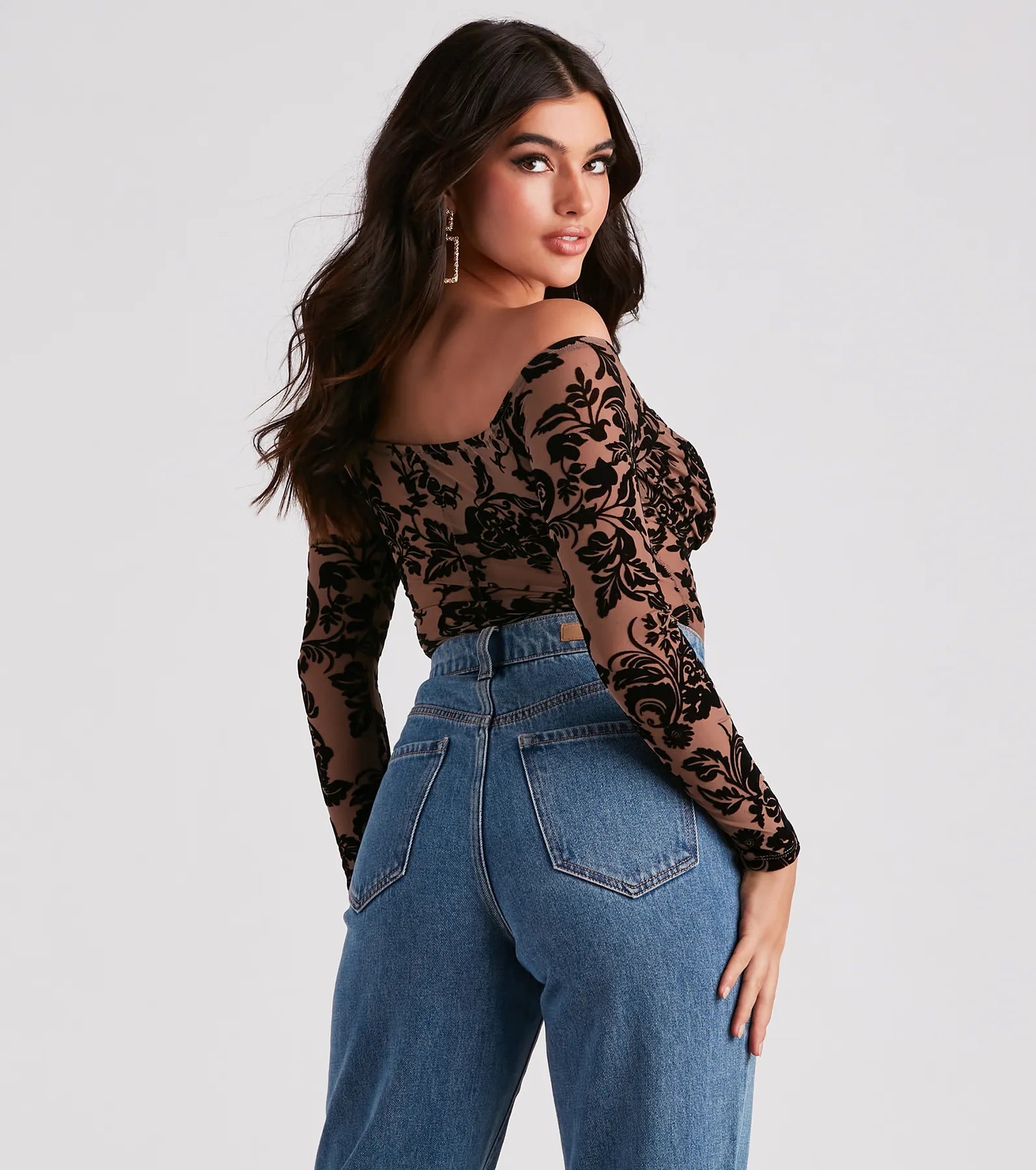 Regal Affair Flocked Velvet Bodysuit