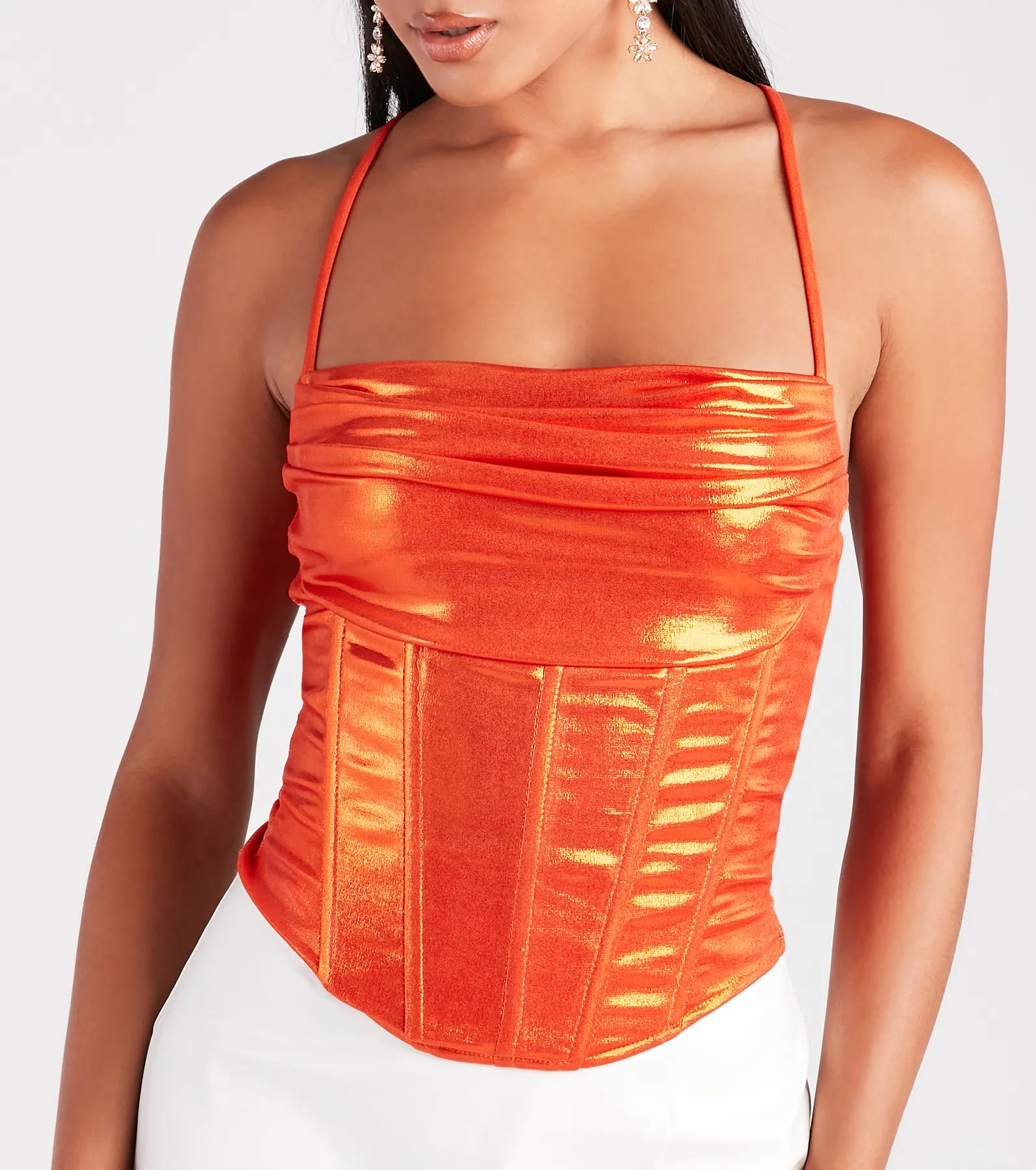 Take Me To The Disco Metallic Corset Top