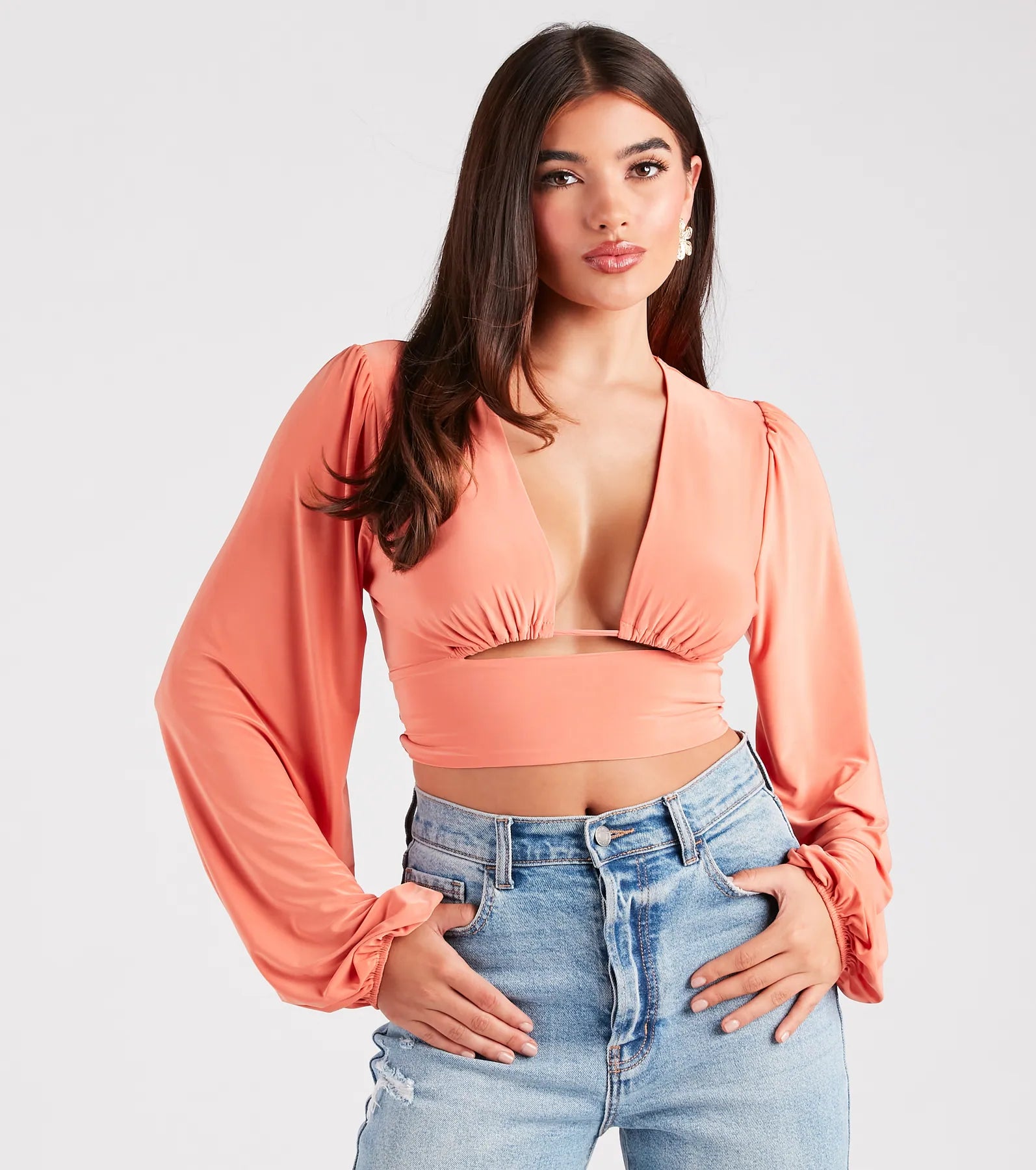 Blown Away Plunge Tie-Back Crop Top