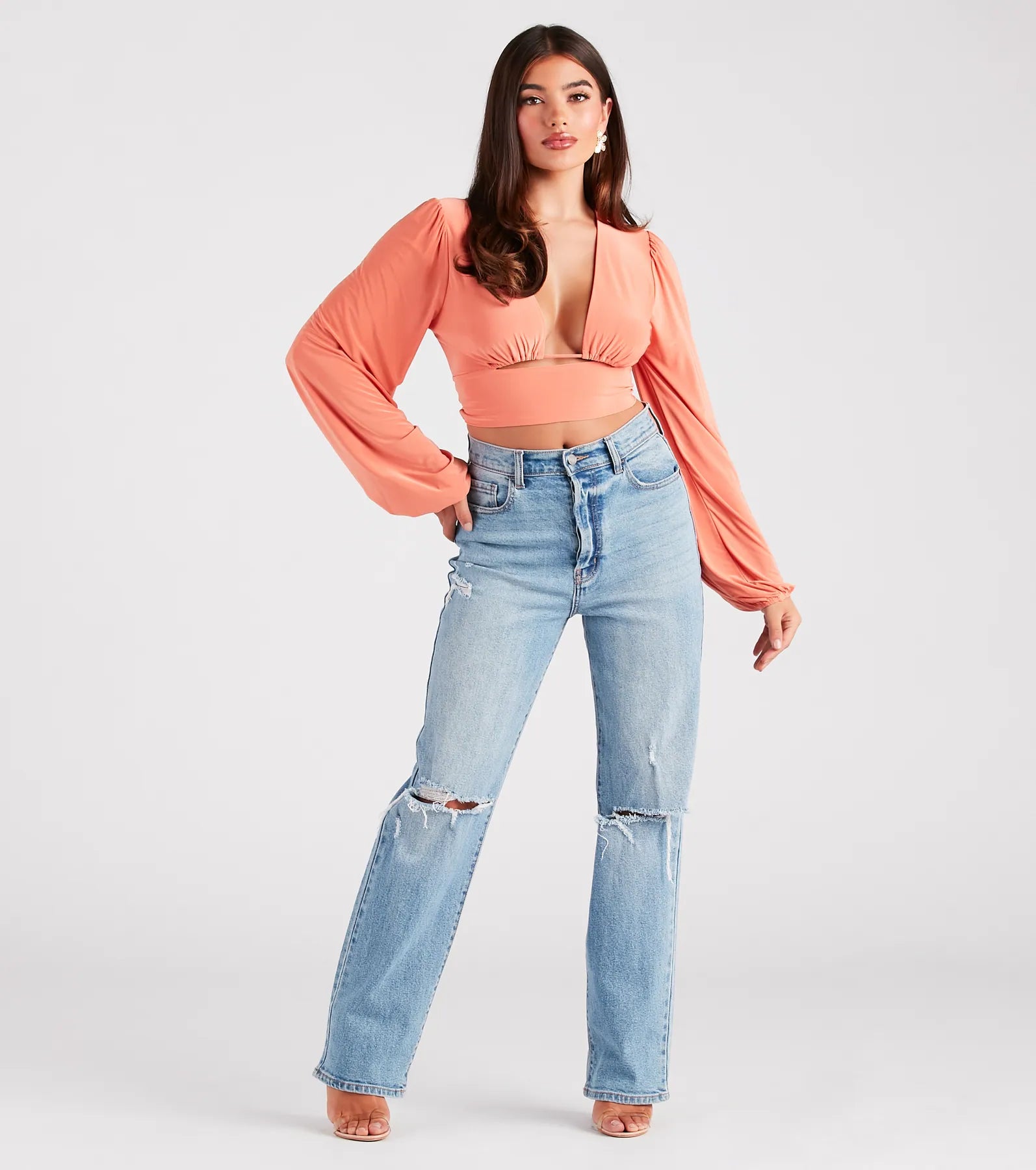 Blown Away Plunge Tie-Back Crop Top