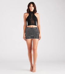 Trendy Silhouette Sheer Mesh Crop Top