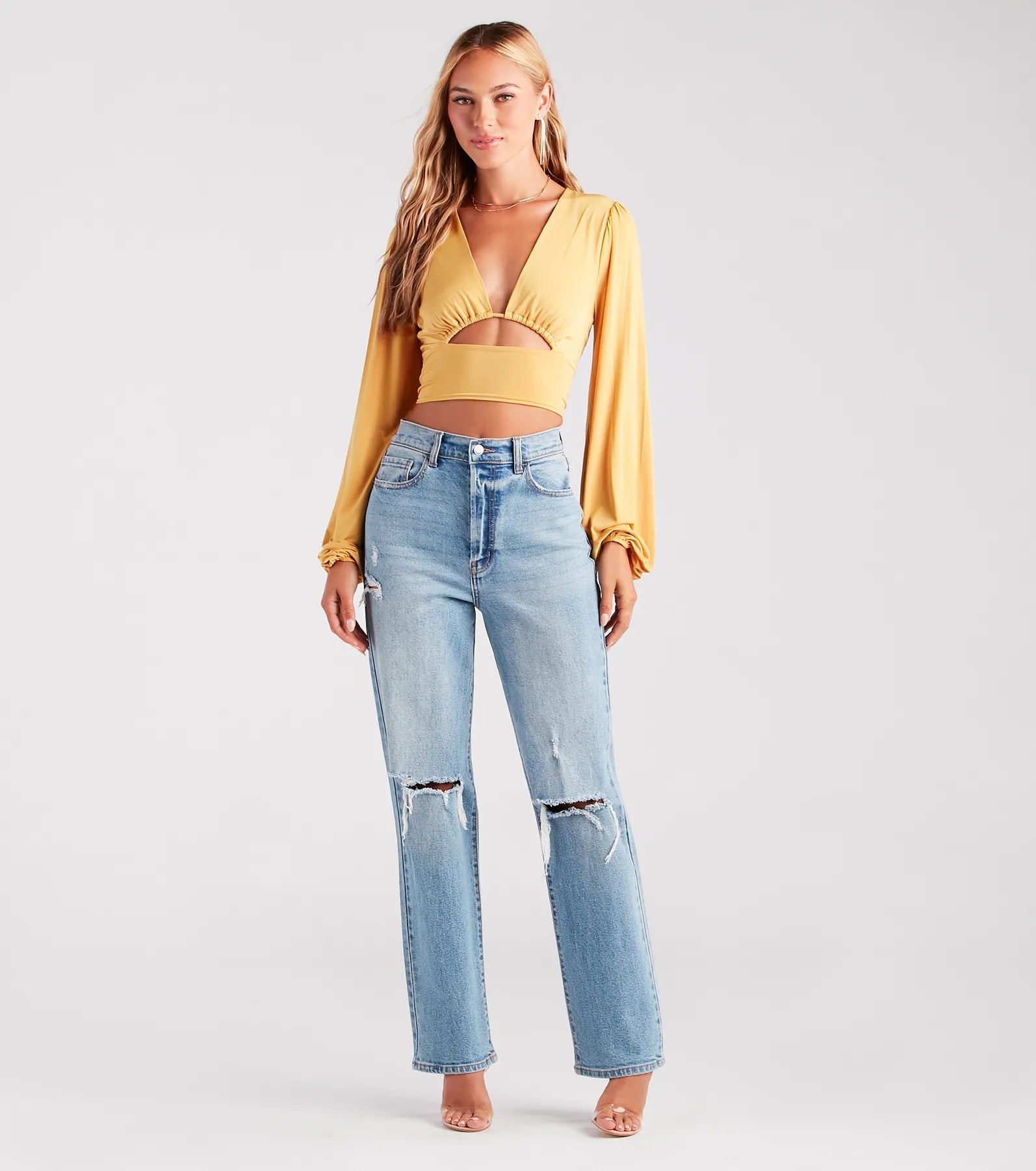 Blown Away Plunge Tie-Back Crop Top
