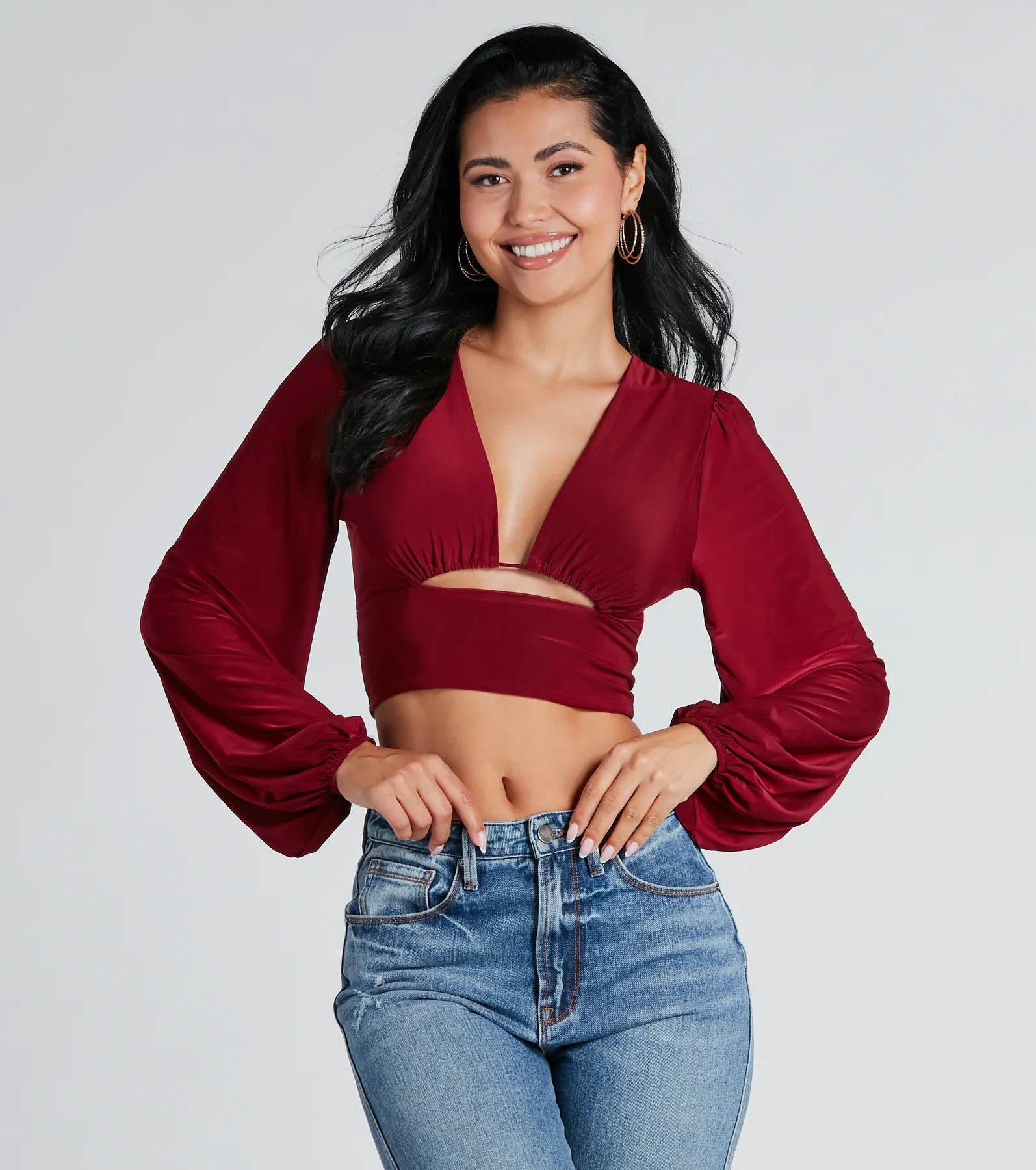 Blown Away Plunge Tie-Back Crop Top