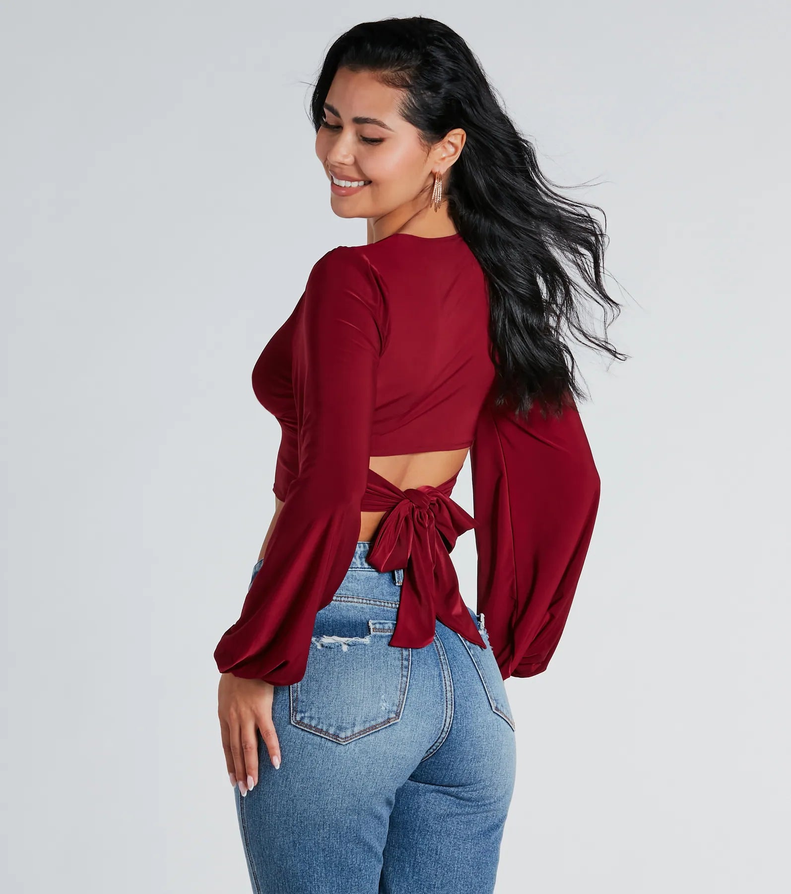 Blown Away Plunge Tie-Back Crop Top