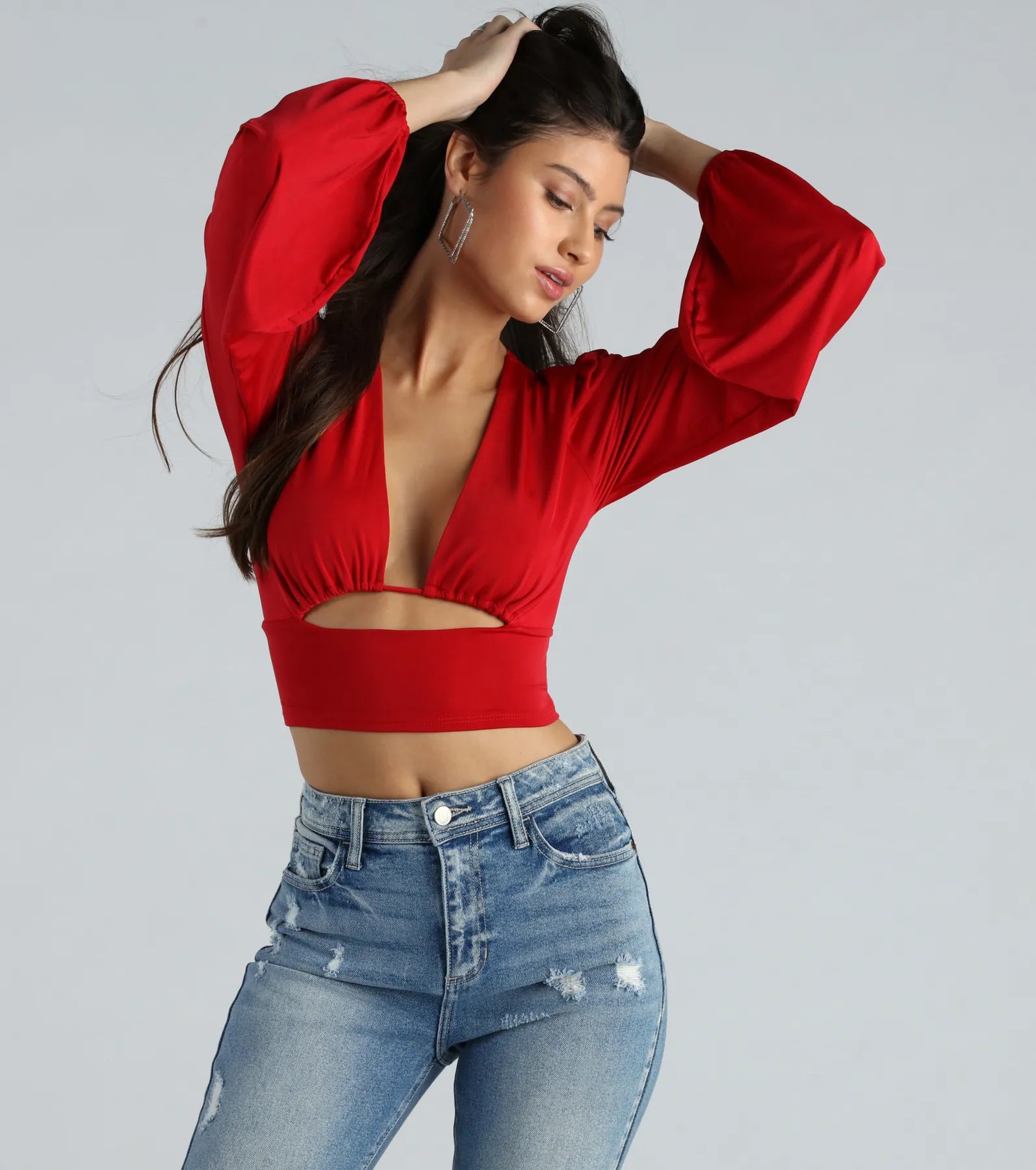 Blown Away Plunge Tie-Back Crop Top