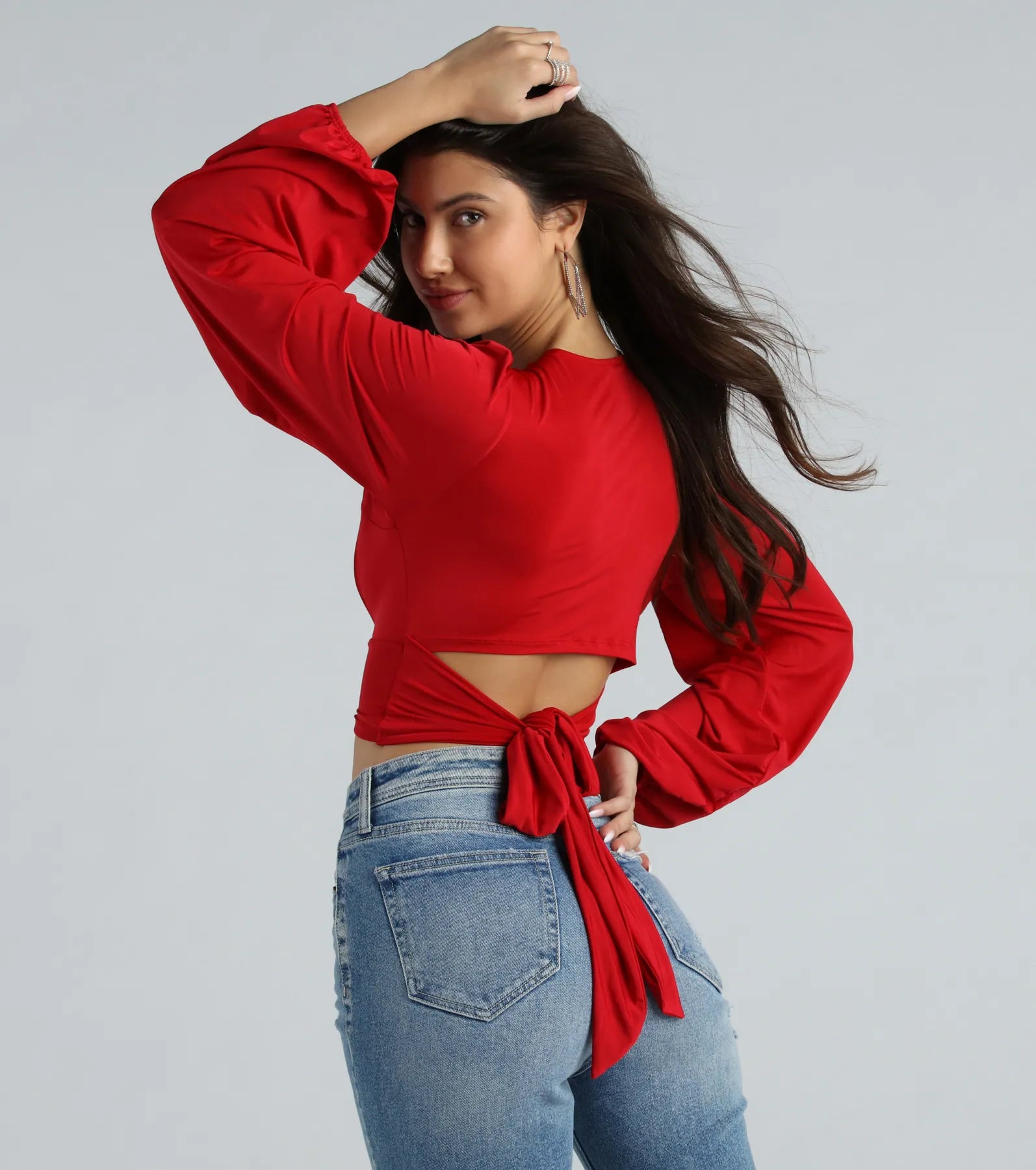 Blown Away Plunge Tie-Back Crop Top