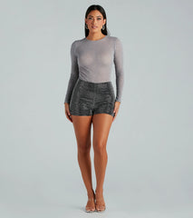 Center Stage Glitter Mesh Long Sleeve Bodysuit