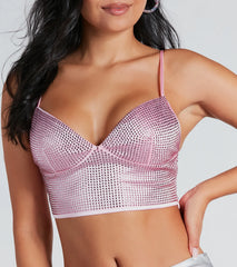 Going For Glam Rhinestone Satin Crop Top