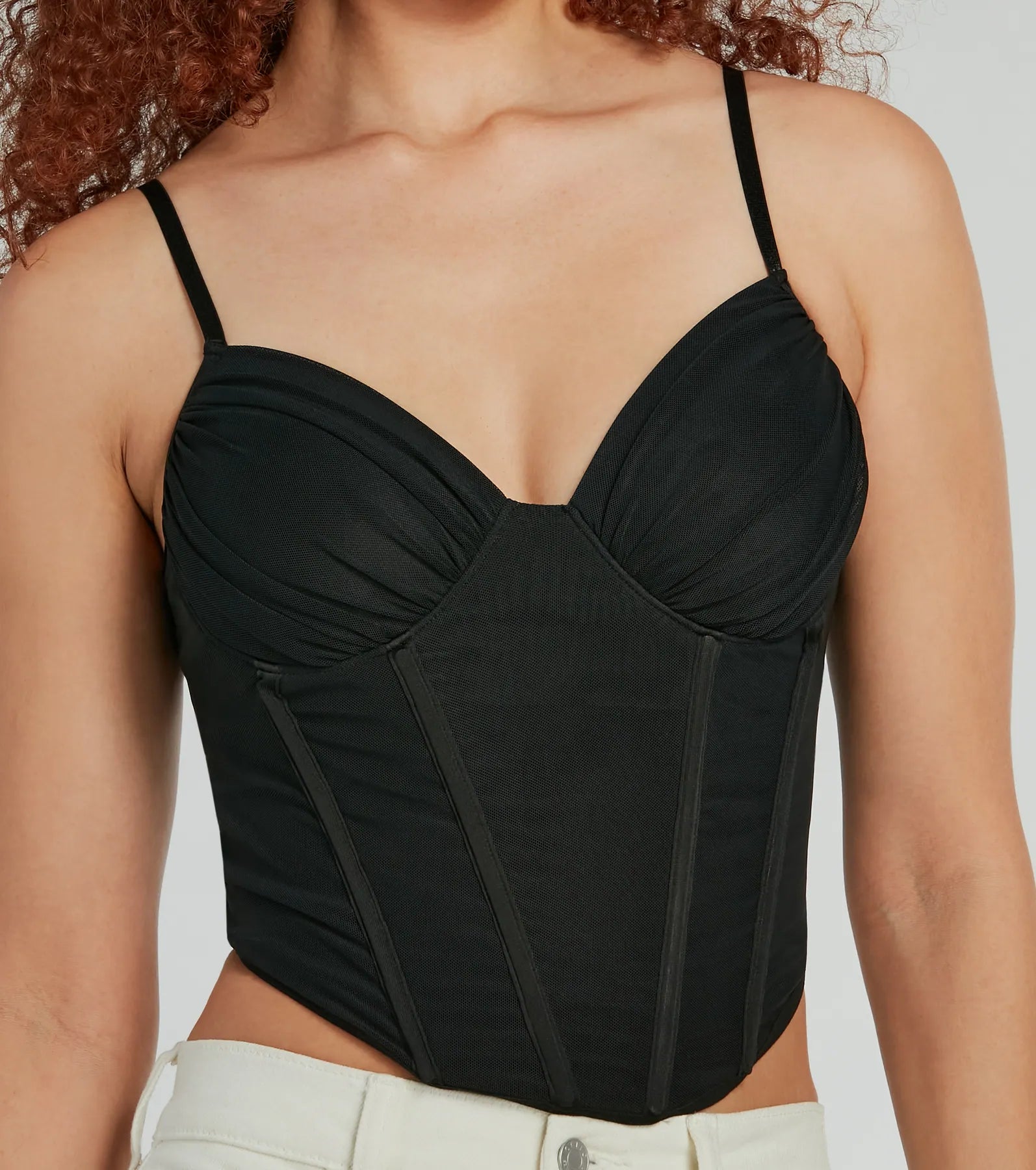 Sultry Perfection Mesh Cropped Bustier Top