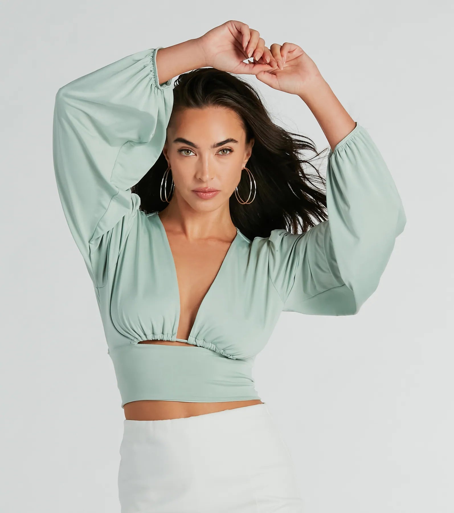 Blown Away Plunge Tie-Back Crop Top