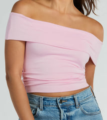 Spotted In Town Off-The-Shoulder Crop Top