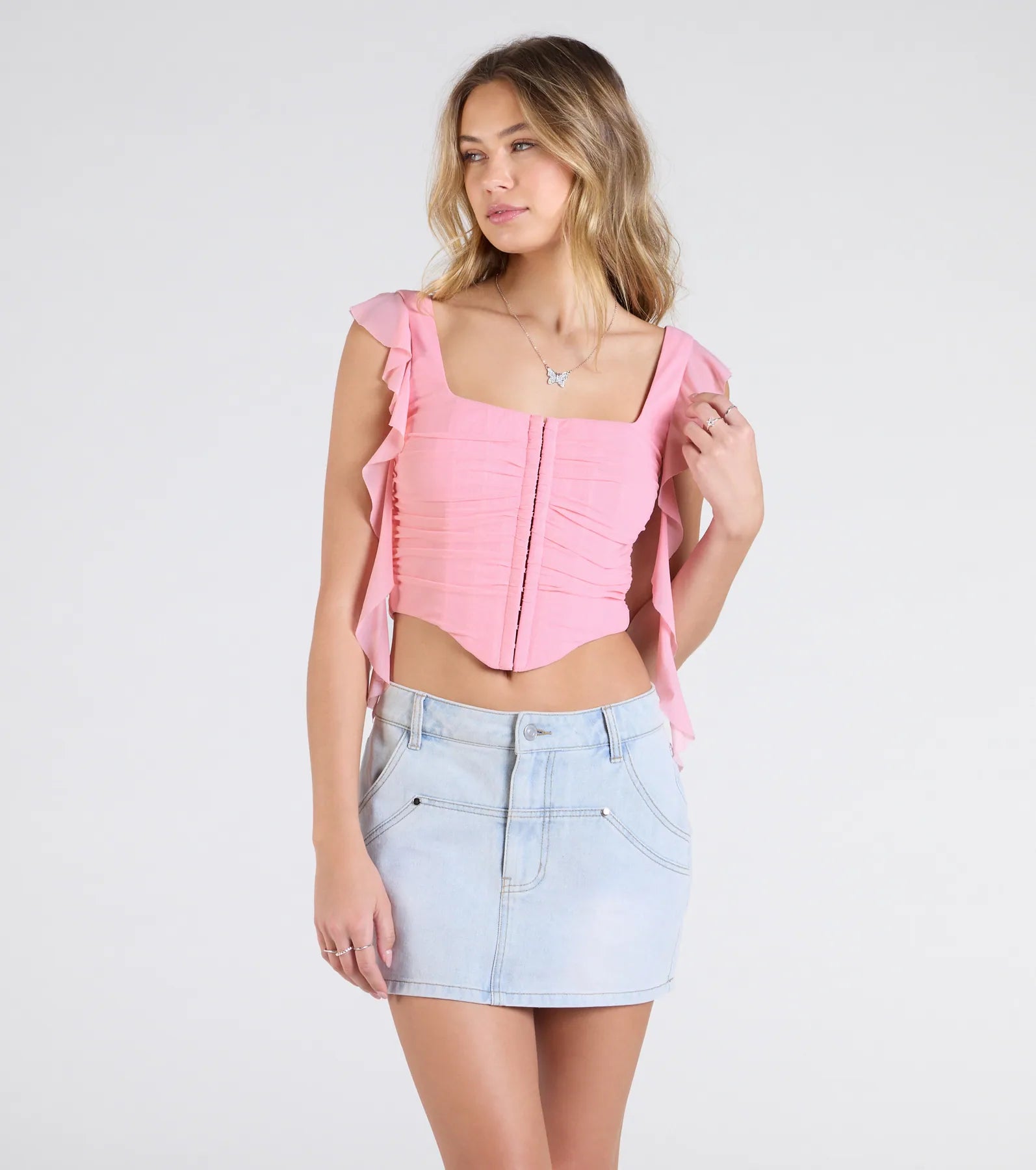 Such A Cutie Ruffled Strap Corset Top
