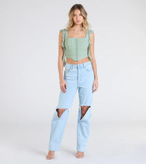 Such A Cutie Ruffled Strap Corset Top