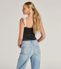 Effortlessly Pretty Lace And Knit Sleeveless Top