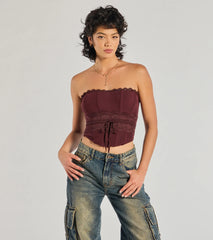 Chic Attitude Lace Trim Mesh Corset Top