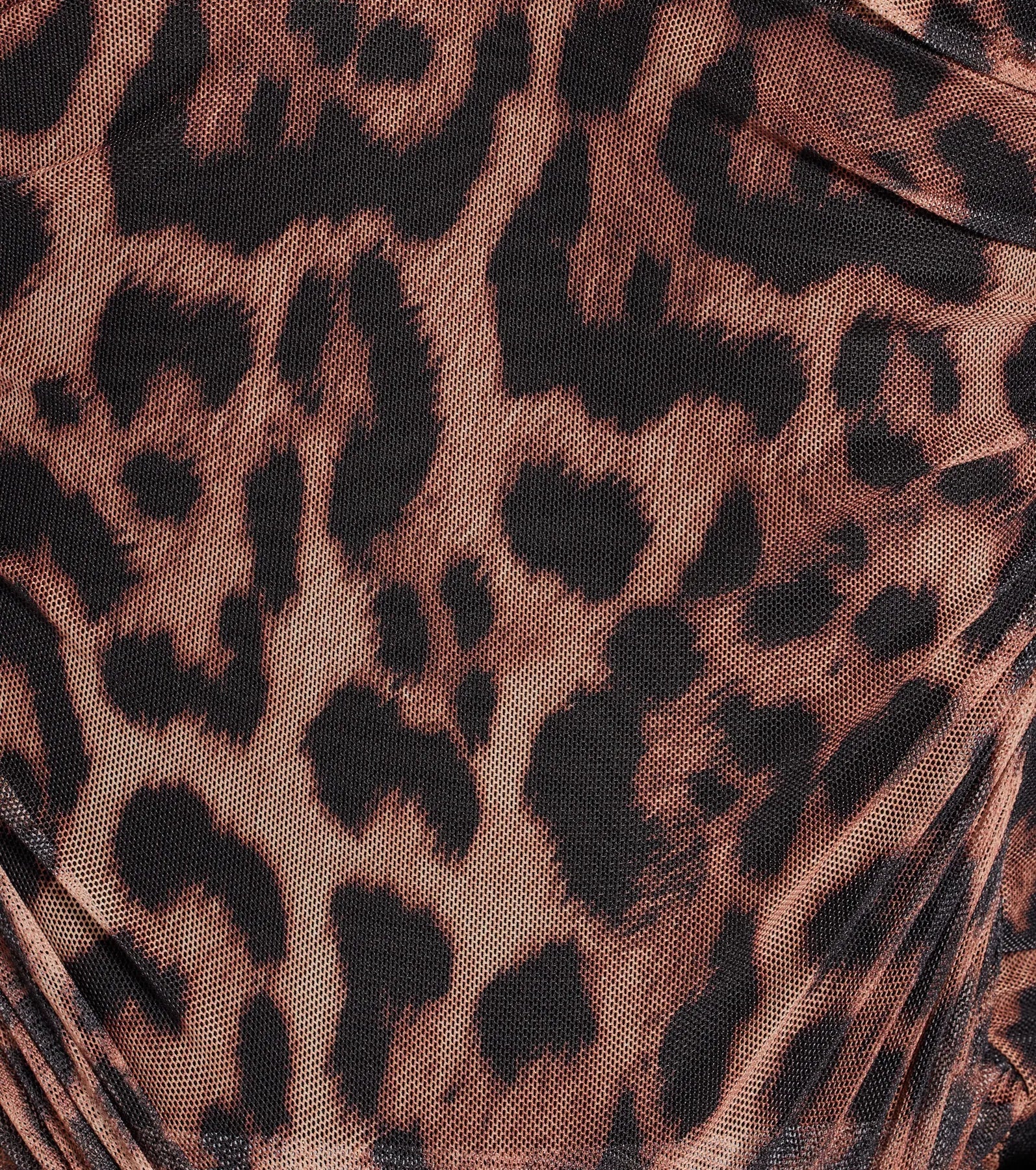 Sultry Leopard Print Mesh Off-The-Shoulder Top