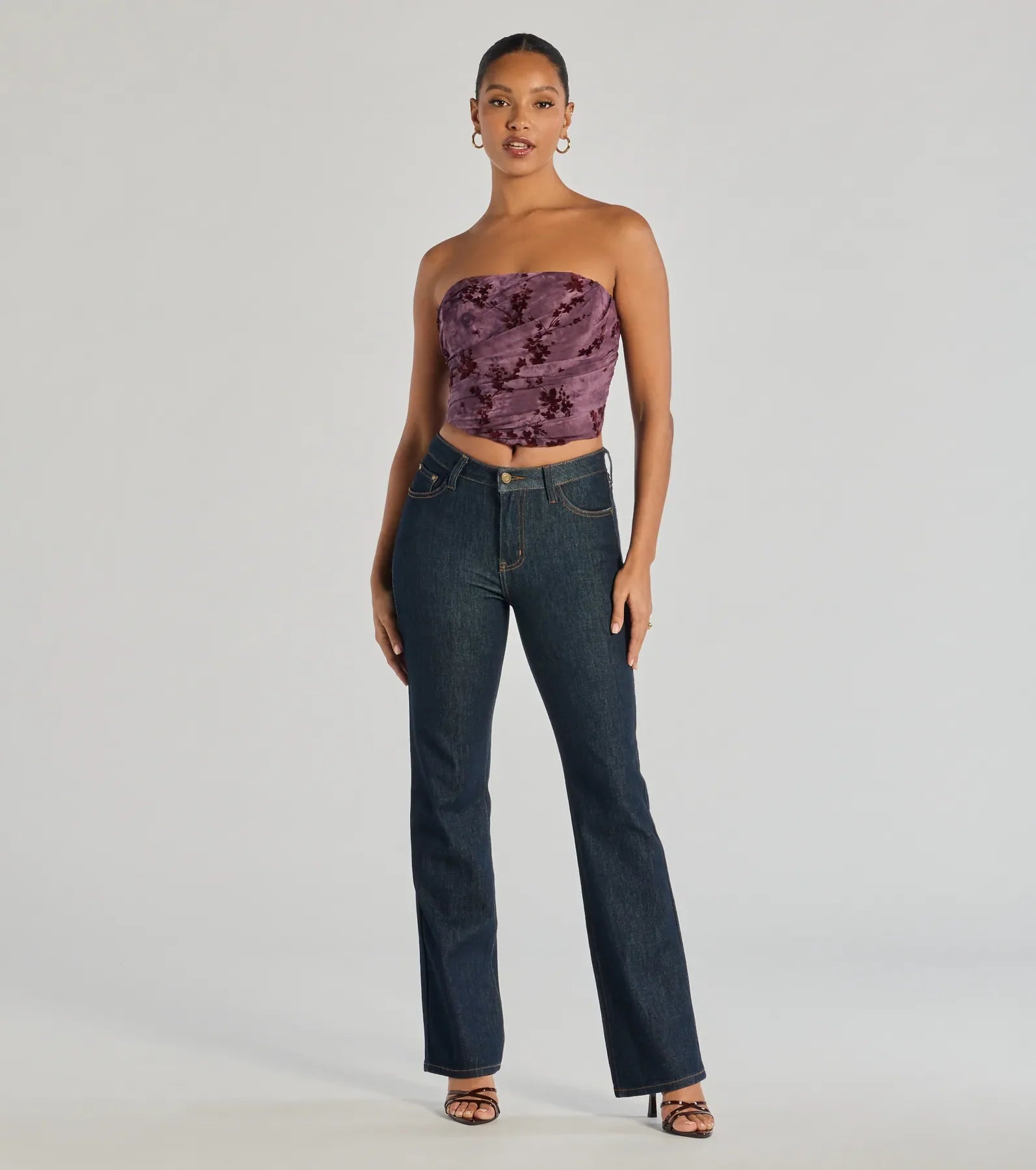 Floral Passion Ruched Cropped Corset Top