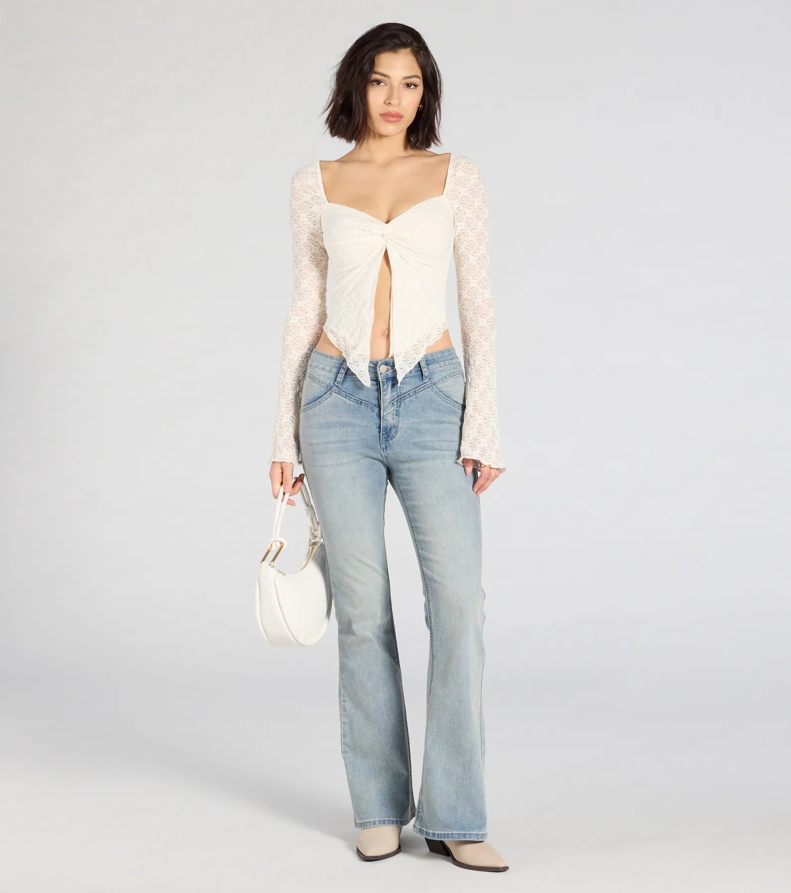 Irresistible Flair Lace Long Sleeve Crop Top