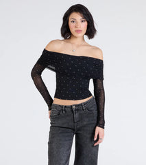 Chic Affection Off-The-Shoulder Polka Dot Top
