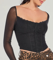 Sheer Intentions Long Sleeve Mesh Bustier
