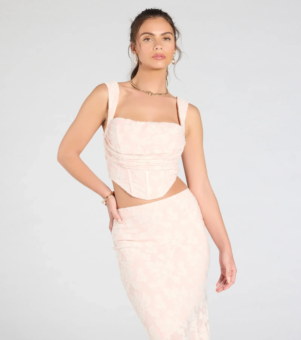 Romance Me Floral Jacquard Corset Top