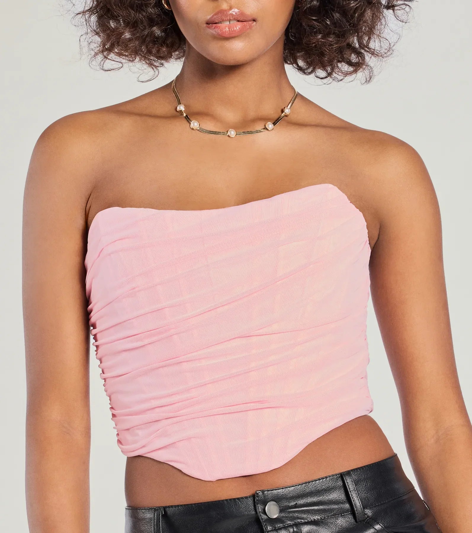 Hit The Streets Strapless Mesh Corset Top
