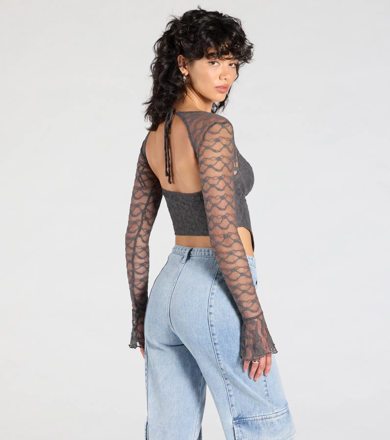 Current Mood Lace Long Sleeve Corset Top