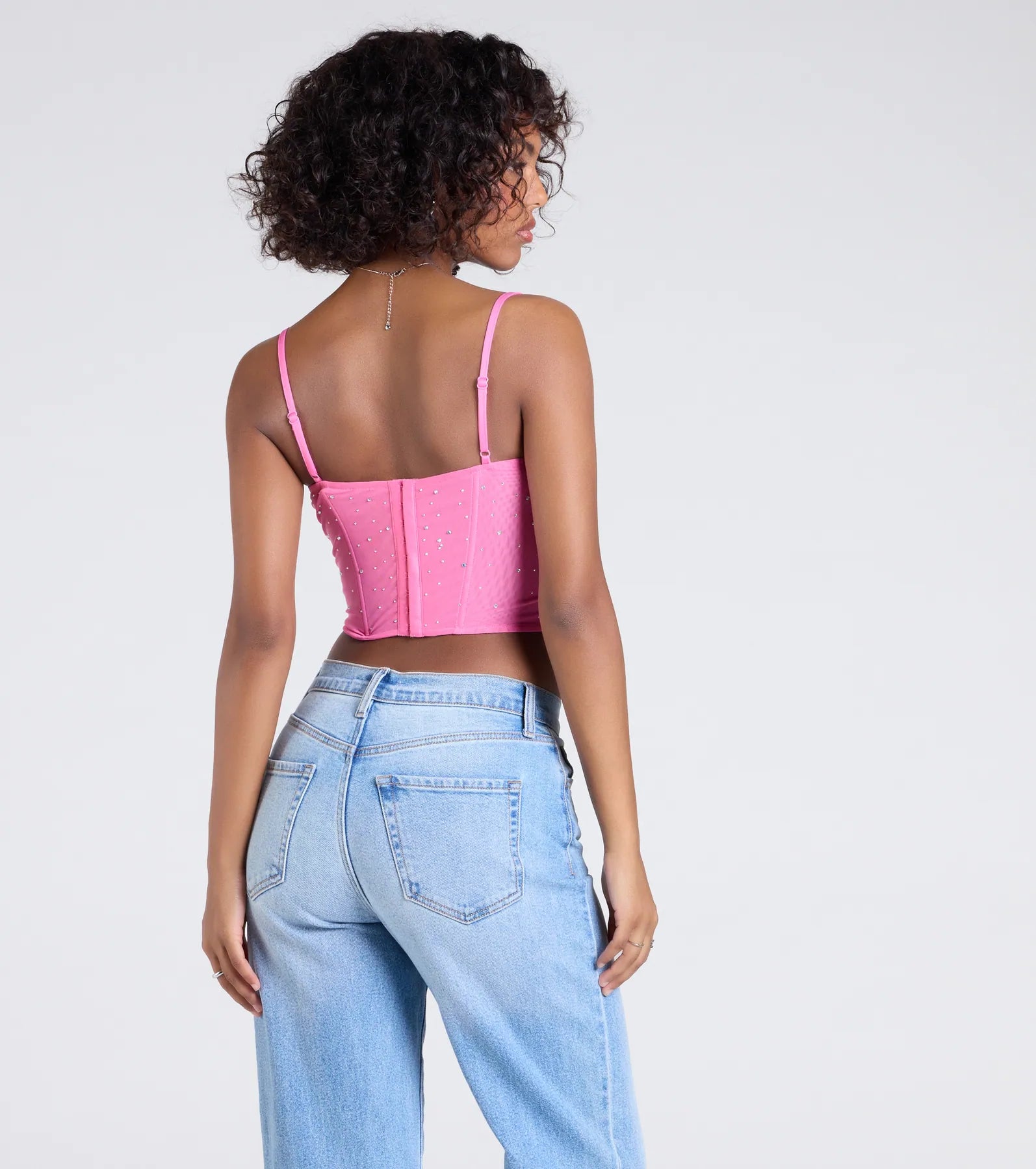 Stunned By Luxe Rhinestone Mesh Bustier