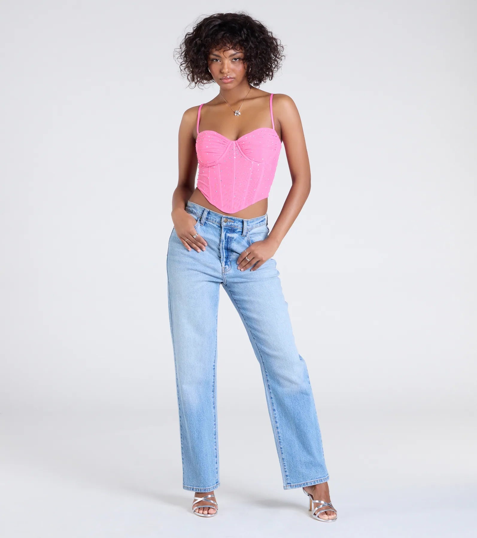 Stunned By Luxe Rhinestone Mesh Bustier