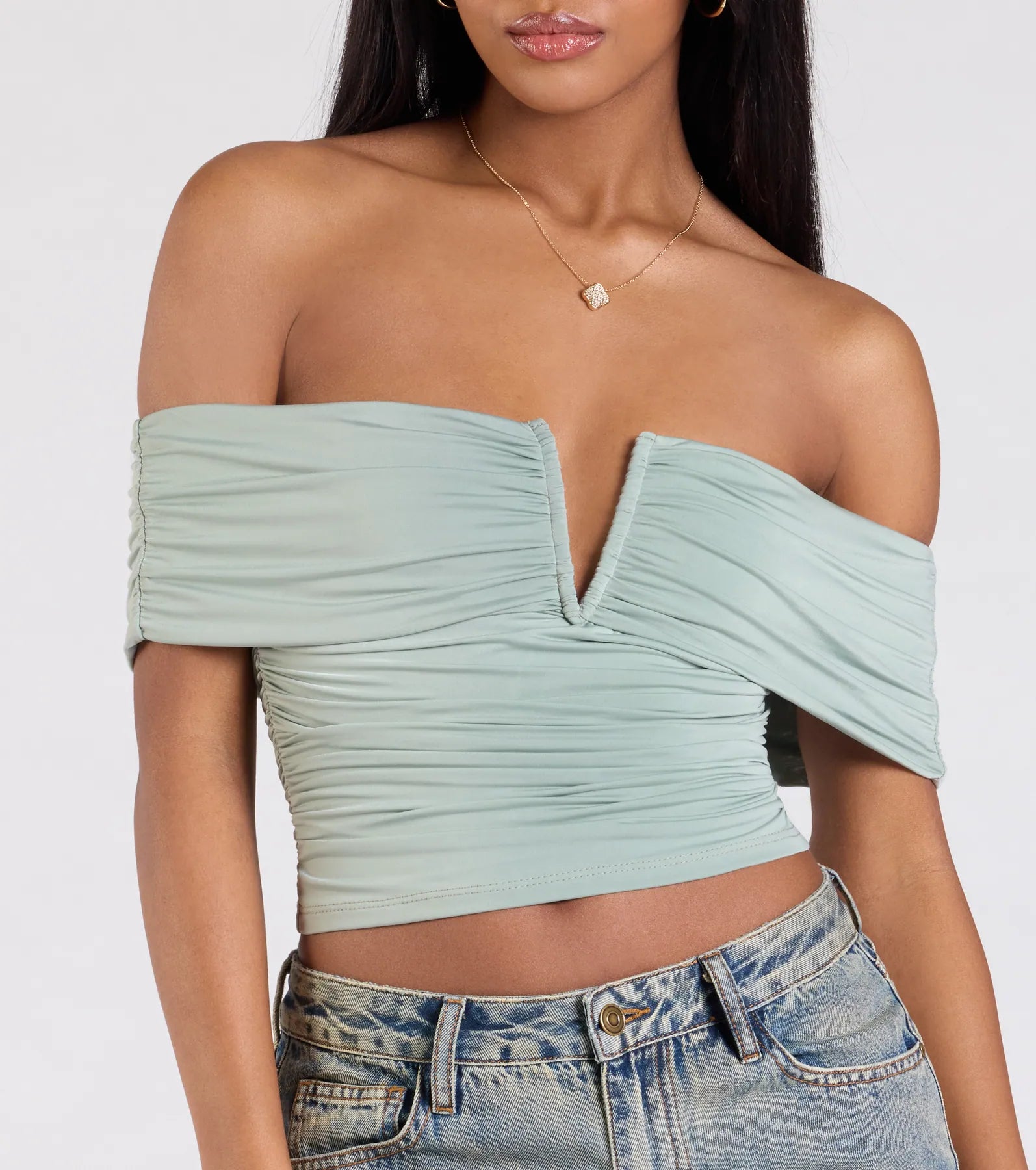 Chic Alert Off-The-Shoulder Crop Top