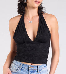 Alluring Charm Lace Halter Top