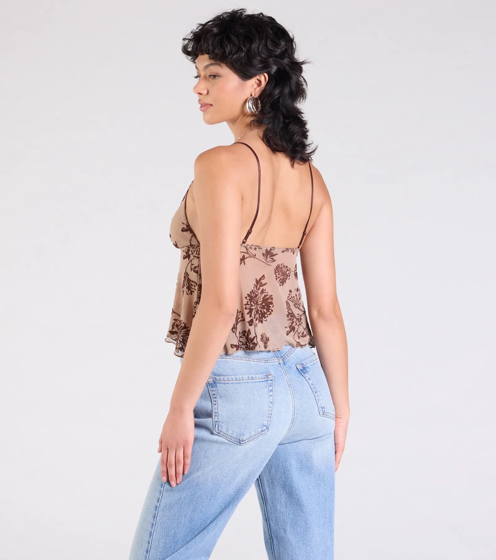 Sultry Element V-Neck Floral Velvet Crop Top