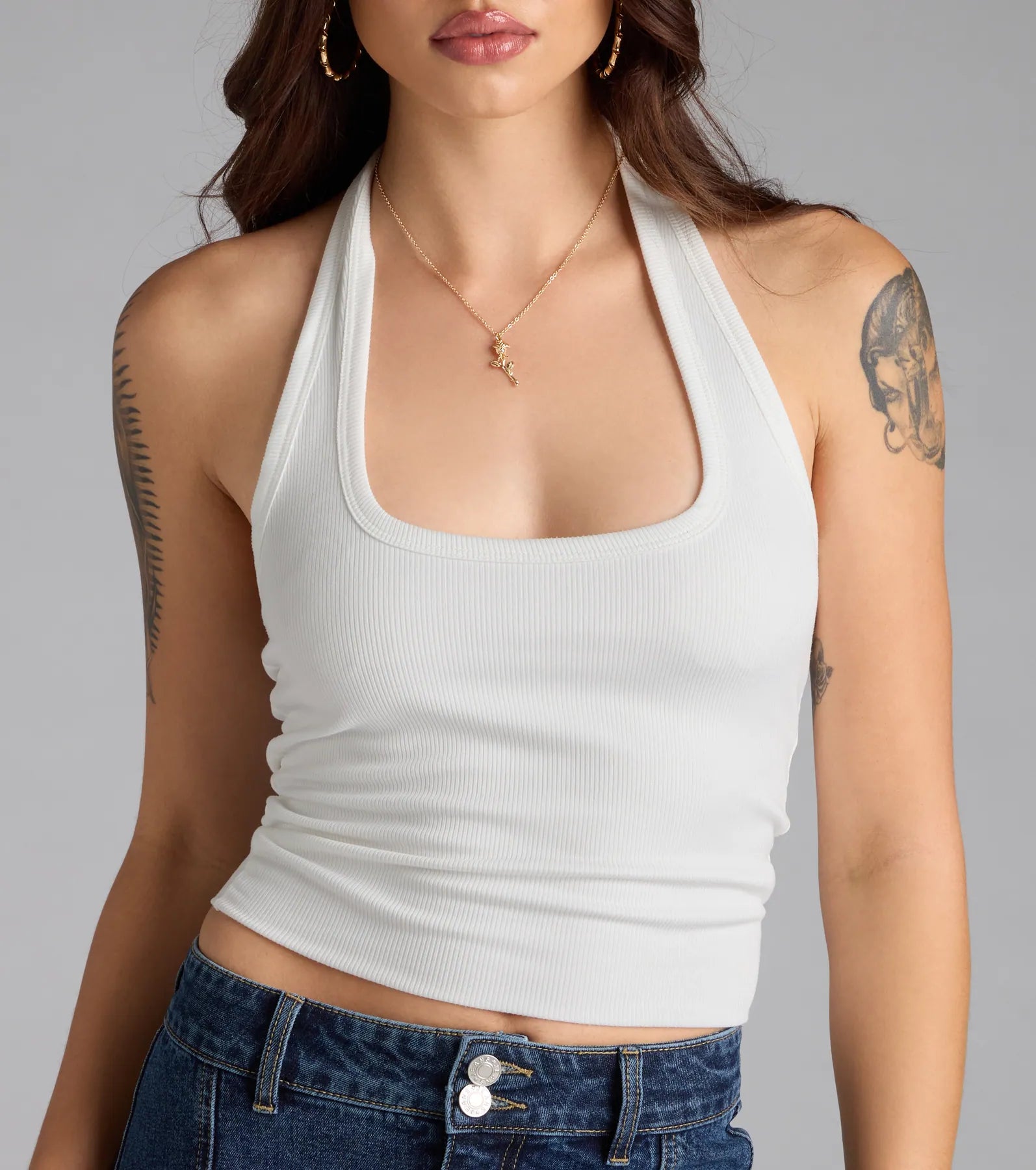 So Adored Basic Halter Crop Top