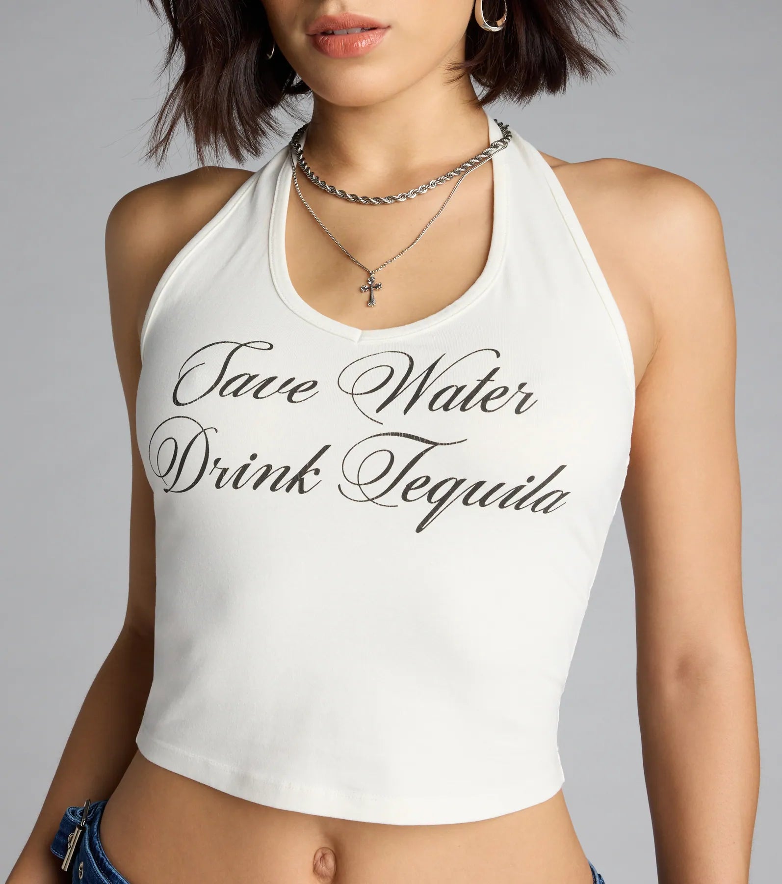 Save Water Drink Tequila Crop Top