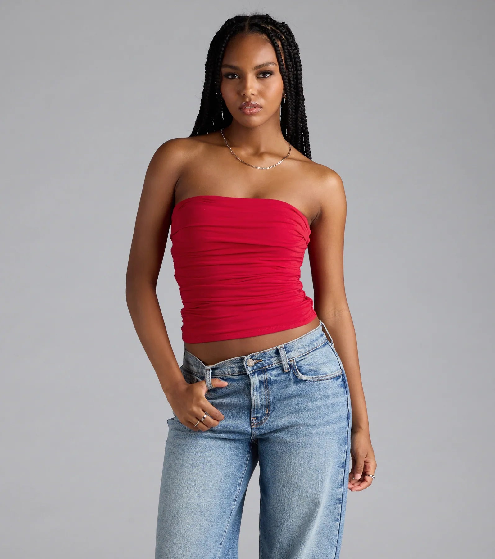 Cutest Vibe Ruched Knit Tube Top