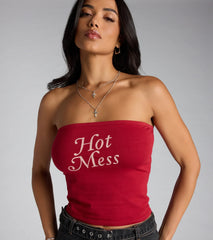 Hot Mess Graphic Tube Top